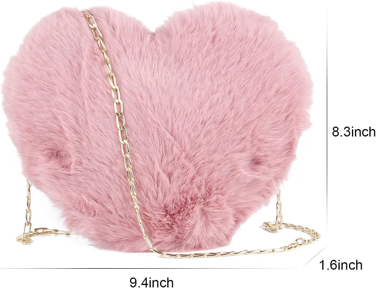SUKUTU Faux Fur Purse Women's Heart Shaped Evening Handbags Small Cute Phone Crossbody Bag Clutches for Girls