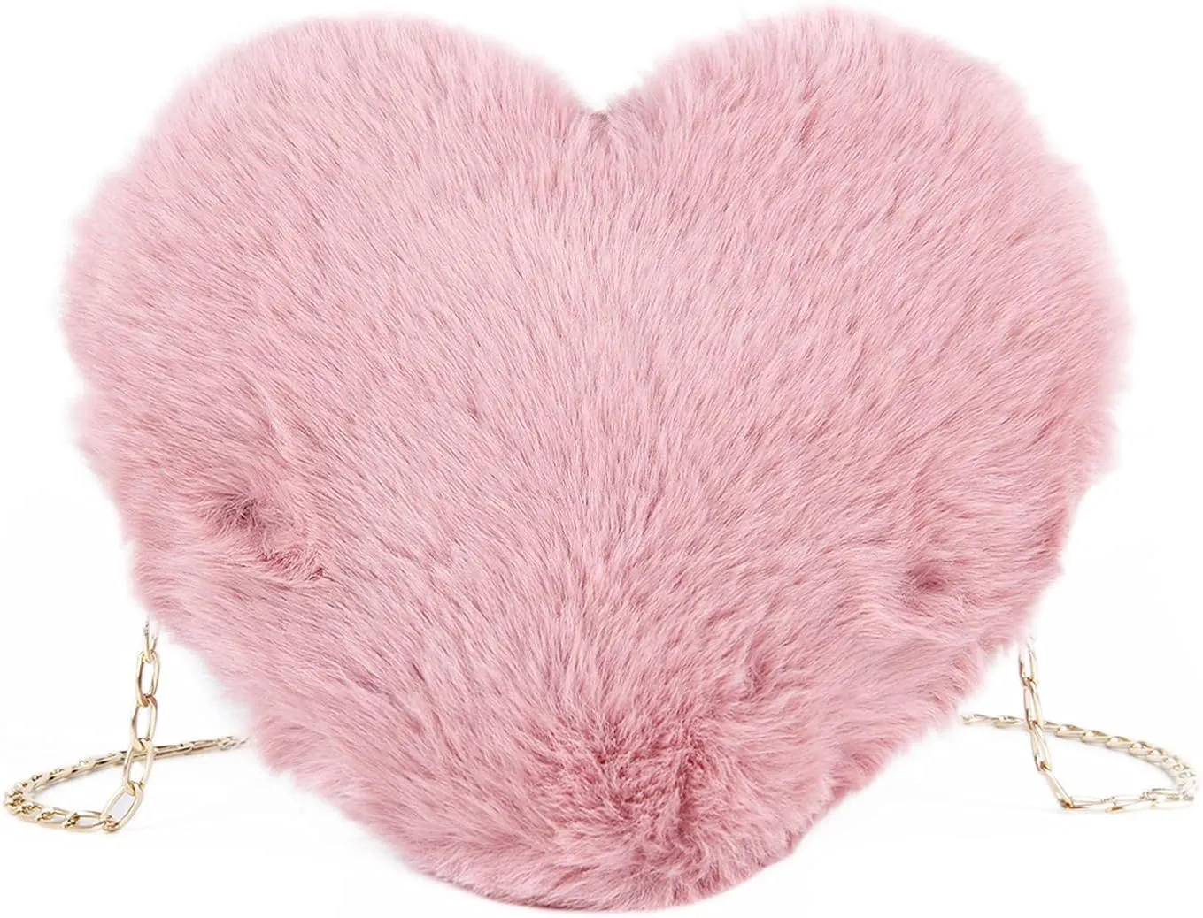 SUKUTU Faux Fur Purse Women's Heart Shaped Evening Handbags Small Cute Phone Crossbody Bag Clutches for Girls