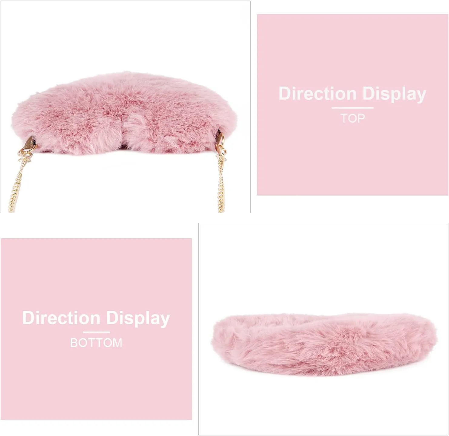 SUKUTU Faux Fur Purse Women's Heart Shaped Evening Handbags Small Cute Phone Crossbody Bag Clutches for Girls