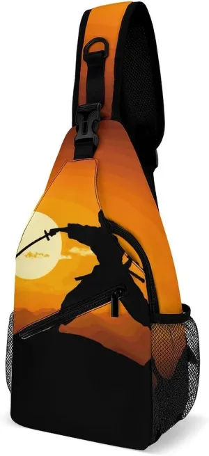 Sun Karate Silhouette Crossbody Sling Bag for Women Men Sling Backpack Travel Chest Bag Pack Man Purse Shoulder Bags Daypack for Travel Hiking Cycling