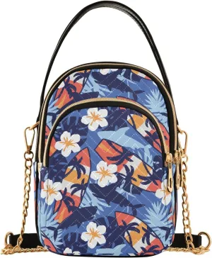 susiyo Summer Palm Leaf Surfboard Small Crossbody Bags Shoulder Bag for Women Multi Zipper Stylish Ladies Messenger Bags Phone Purse Handbag Wallet
