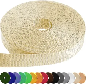 TECEUM 1" & 1.5" & 2" Webbing – 10 25 50 Yards – 40  Colors – Heavy Duty 1 Inch 1.5 Inch 2 Inch Webbing for Climbing Outdoors Indoors Crafting DIY
