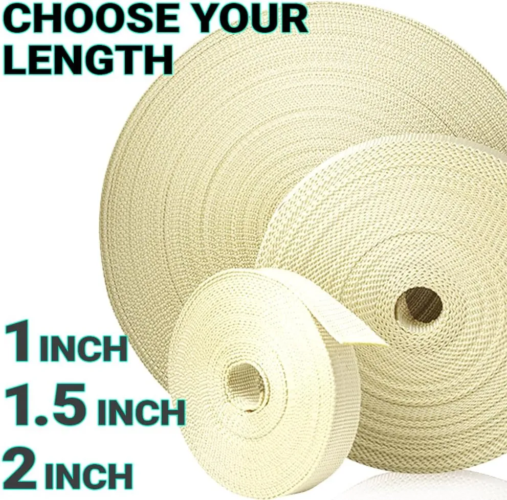 TECEUM 1" & 1.5" & 2" Webbing – 10 25 50 Yards – 40  Colors – Heavy Duty 1 Inch 1.5 Inch 2 Inch Webbing for Climbing Outdoors Indoors Crafting DIY