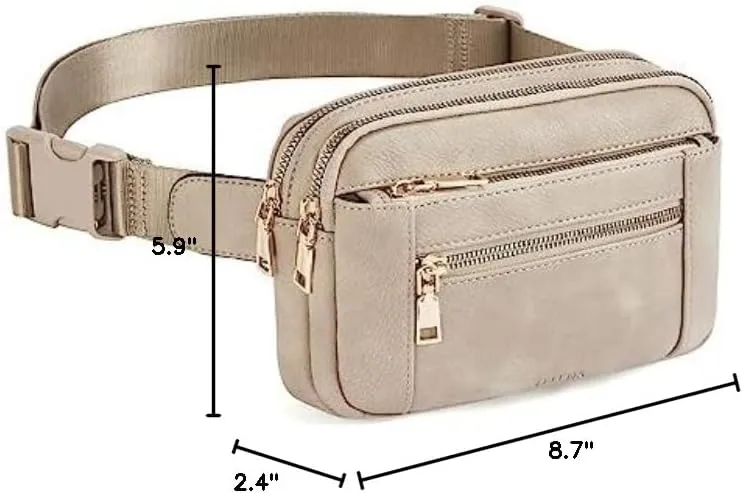 Telena Fanny Packs for Women Cross Body Bag Leather Belt Bag Fashionable Waist Bag with Adjustable Strap Grey