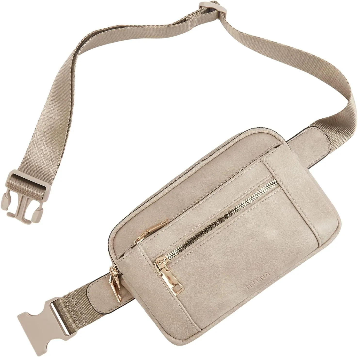 Telena Fanny Packs for Women Cross Body Bag Leather Belt Bag Fashionable Waist Bag with Adjustable Strap Grey