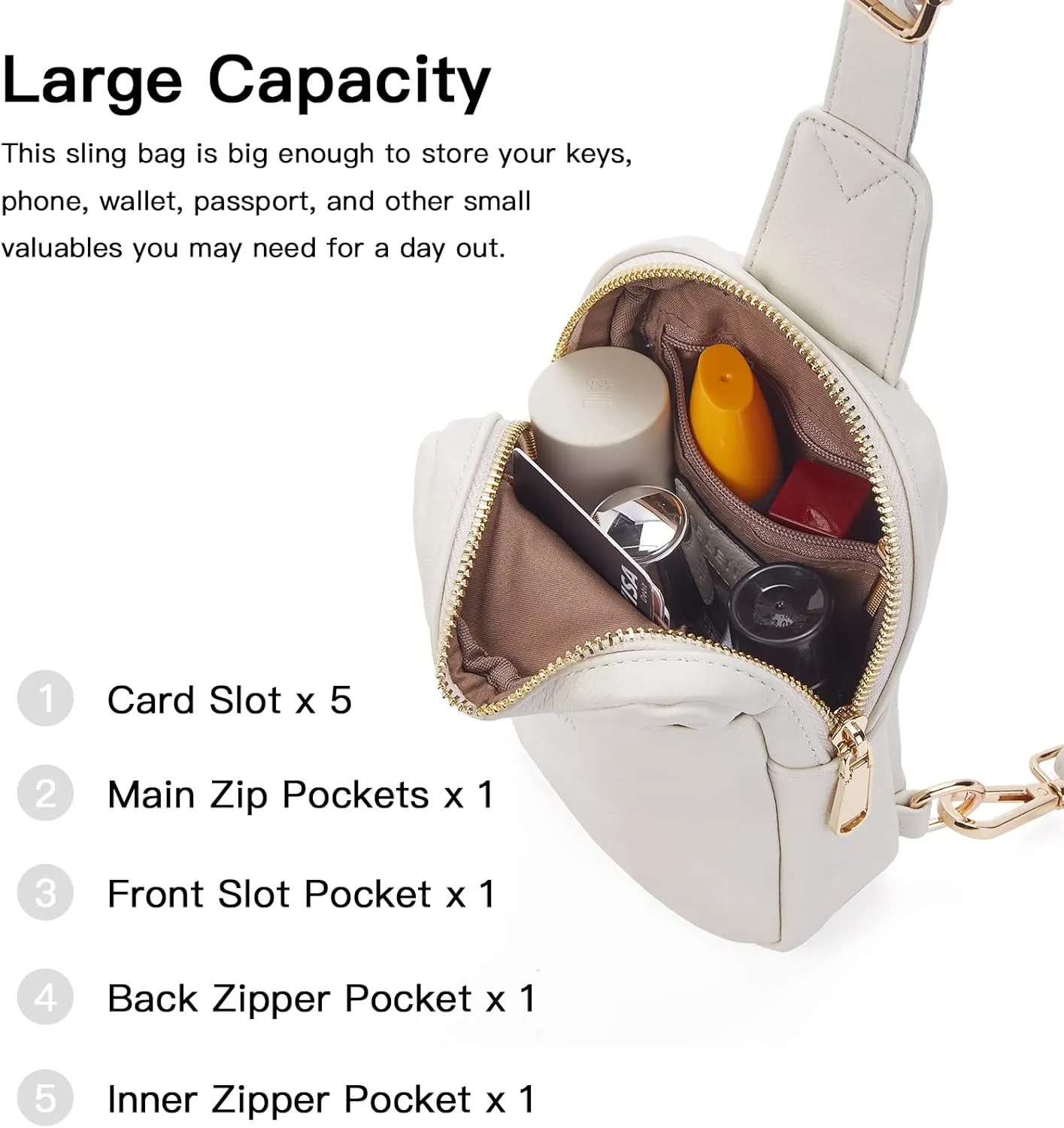 Telena Small Sling Bag for Women Leather Crossbody Fanny Packs Chest Bag for Women