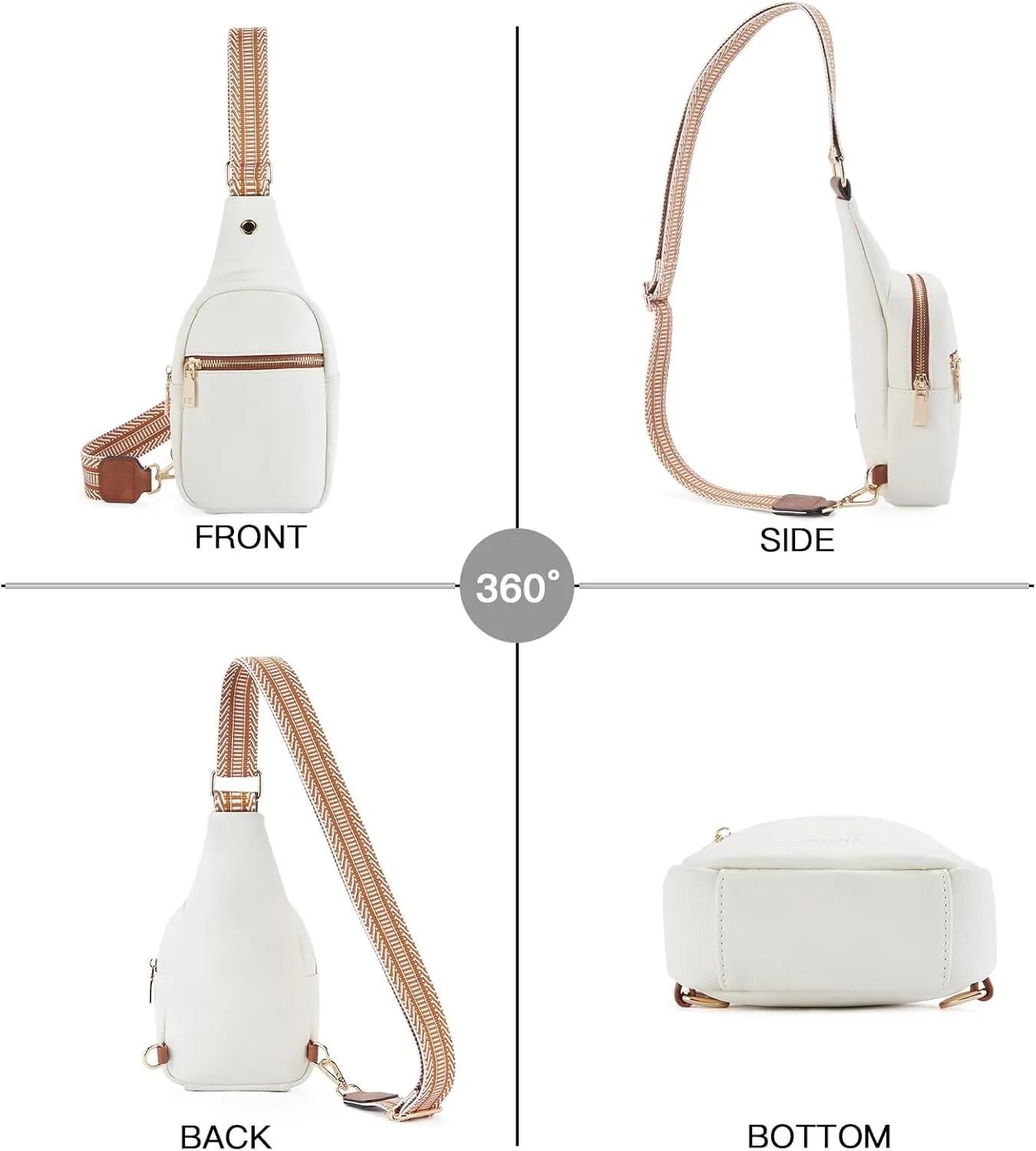 Telena Small Sling Bag for Women Leather Crossbody Fanny Packs Chest Bag for Women