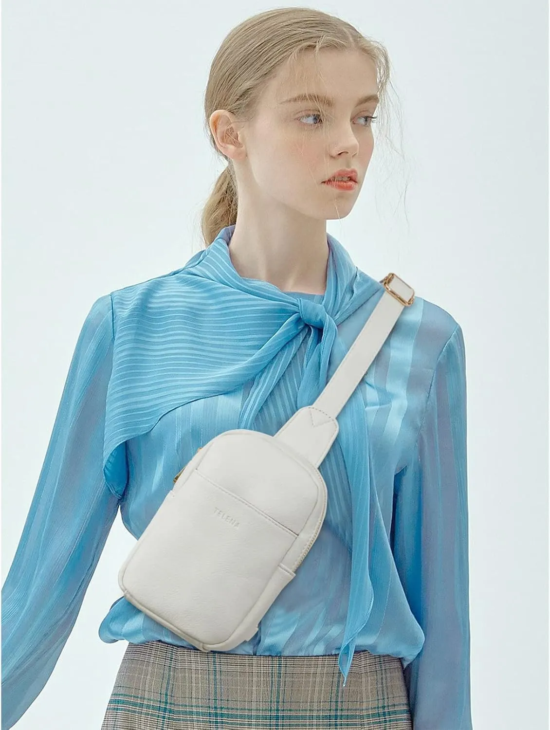 Telena Small Sling Bag for Women Leather Crossbody Fanny Packs Chest Bag for Women