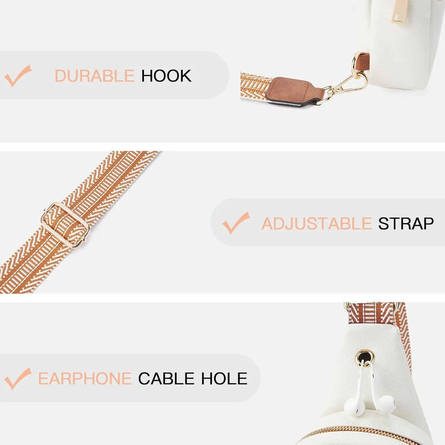 Telena Small Sling Bag for Women Leather Crossbody Fanny Packs Chest Bag for Women