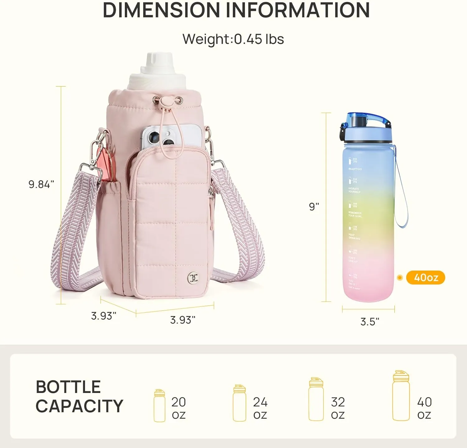 Telena Water Bottle Holder with Strap 40 oz Crossbody Water Bottle Bags for Women Men Walking, Running