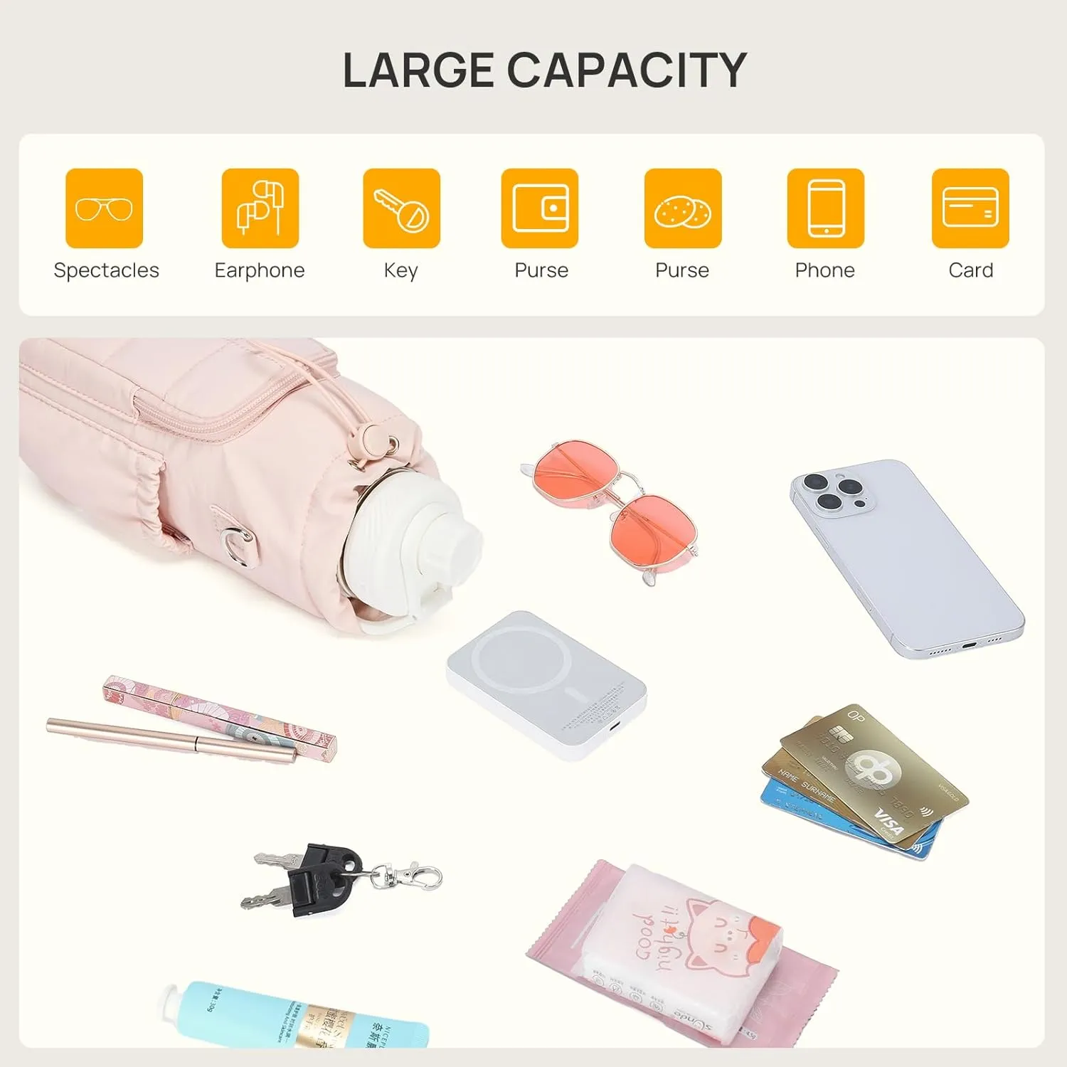 Telena Water Bottle Holder with Strap 40 oz Crossbody Water Bottle Bags for Women Men Walking, Running