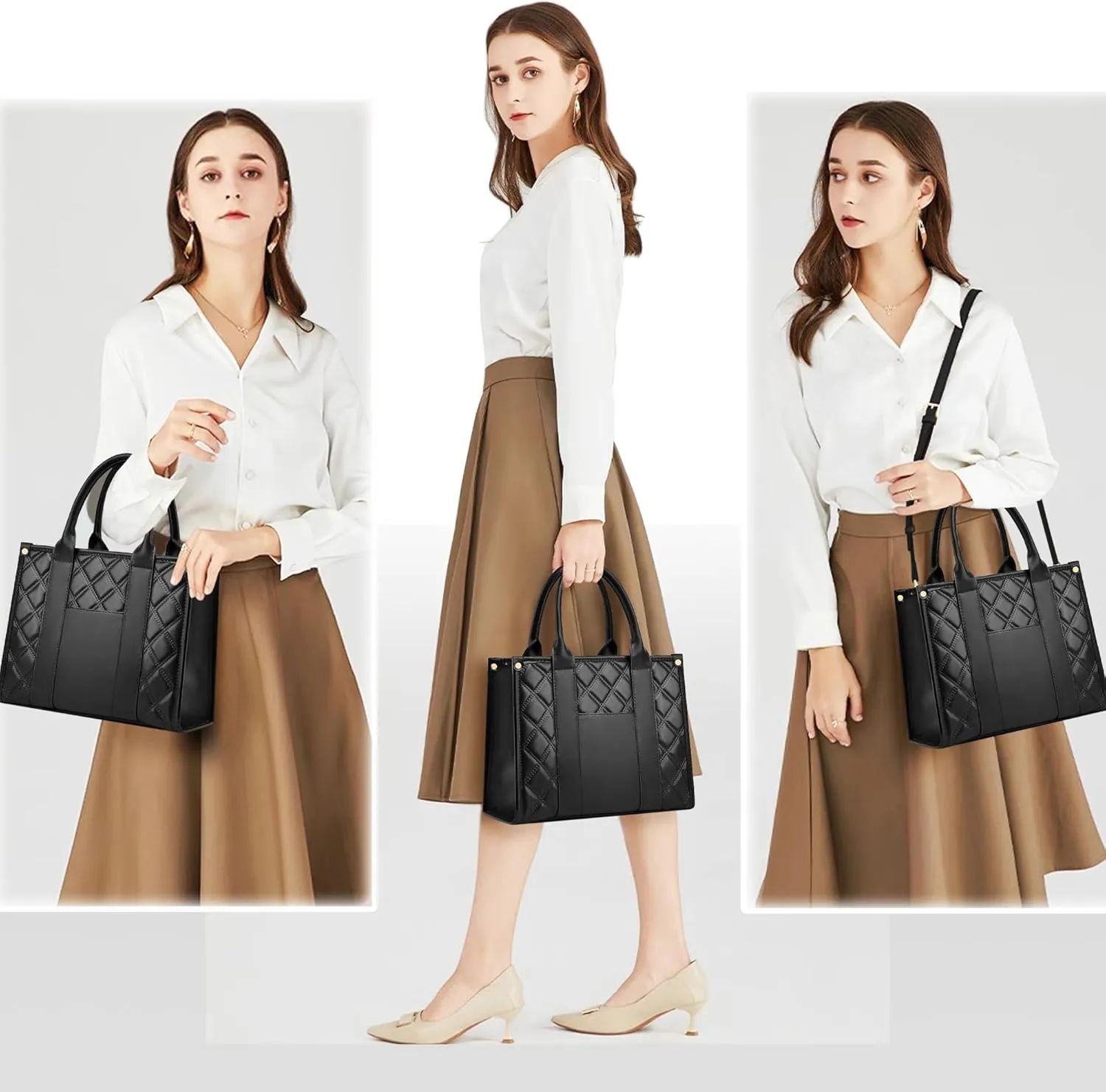 The Tote Bag Crossbody Purses for Women Shoulder Bag Handbags PU Leather Top Handle Bags with zipper