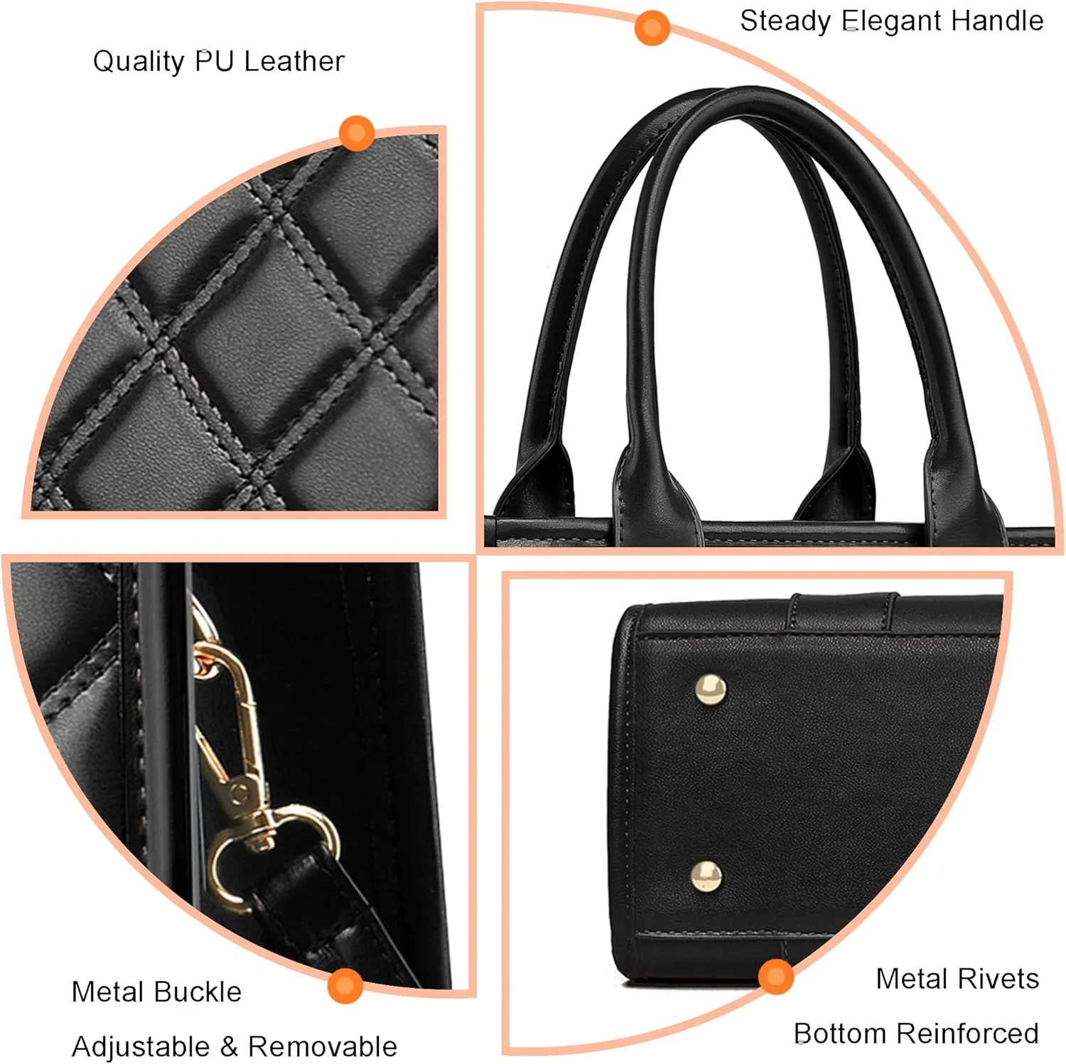 The Tote Bag Crossbody Purses for Women Shoulder Bag Handbags PU Leather Top Handle Bags with zipper
