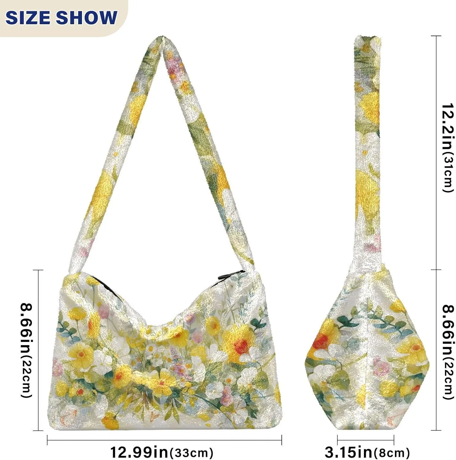 Three Tulips Plush Bag, Crossbody Bookbag for Women, Autumn Handbags