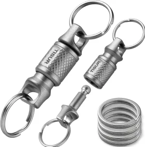 TISUR Titanium Quick Release Keychain, Retractable Key Chain Detachable Keychain Clip，Pull Apart Key Rings for Men Women