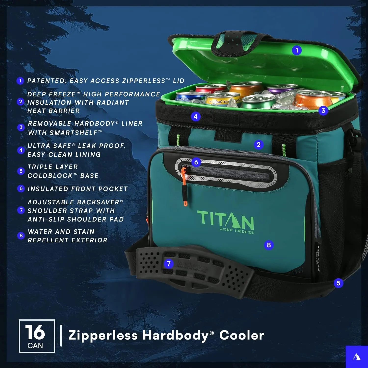 Titan Deep Freeze Coolers - Zipperless Hardbody Cooler - Deep Freeze Insulation, HardBody Liner, and SmartShelf