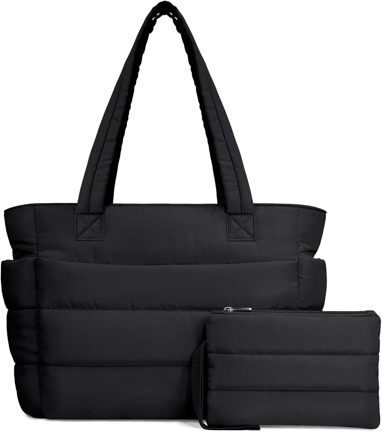 TOPDesign Puffer Tote Bag for Women, Lightweight Puffy Handbag with Compartments, Quilted Shoulder Bag for Work, Travel, Gym