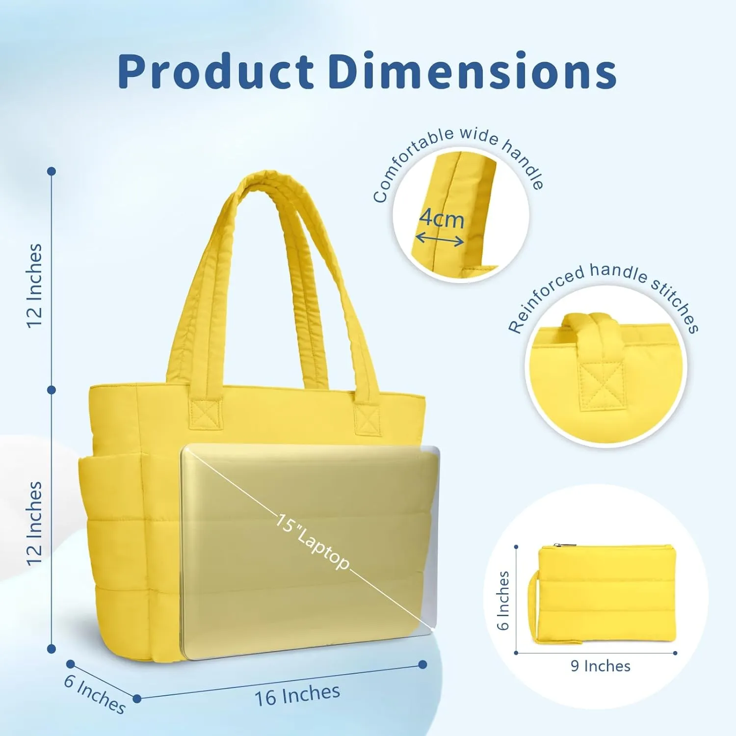 TOPDesign Puffer Tote Bag for Women, Lightweight Puffy Handbag with Compartments, Quilted Shoulder Bag for Work, Travel, Gym