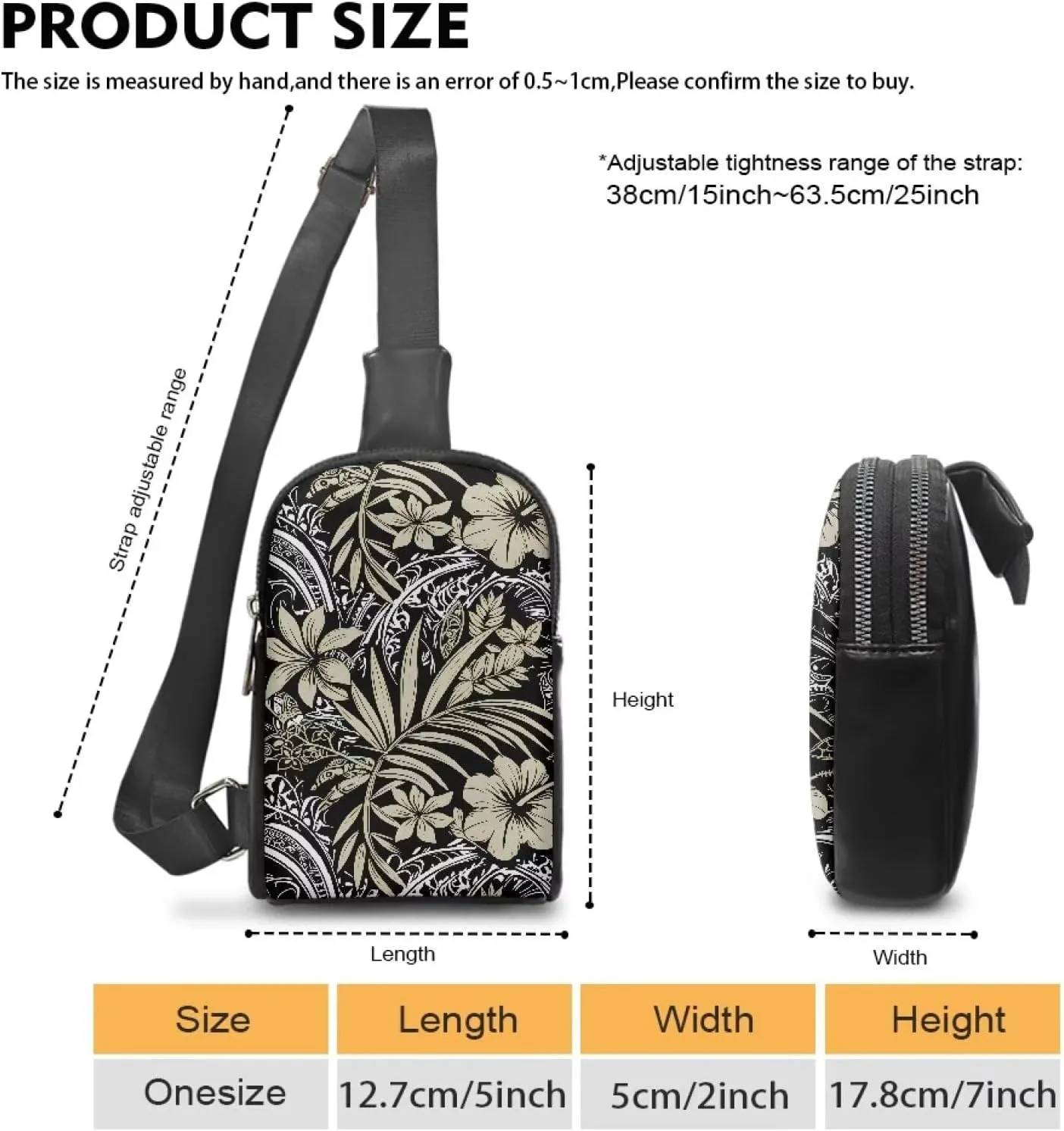 Tropical Ethnic Stripes Fanny Packs Belt Bag Sling Bag for Women, Tropic Palm Hibiscus Flowers Sling Bag PU Leather Shoulder Bag Fanny Pack Travel Essentials