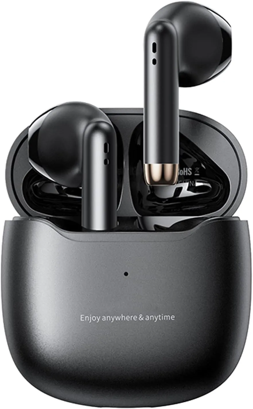 True Wireless Earbuds Bluetooth 5.3 with Microphone for Working Out Noise Canceling Blue Tooth Ear Buds Deep Bass TWS Wireless Earphones with Charging Case in Ear Headphone for iPhone Android Black