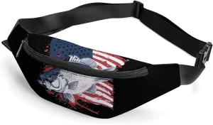 U.S. Bass Fish Flag Cute Fanny Pack Crossbody Lightweight Waist Bag for Men Women Outdoors Sports Hiking