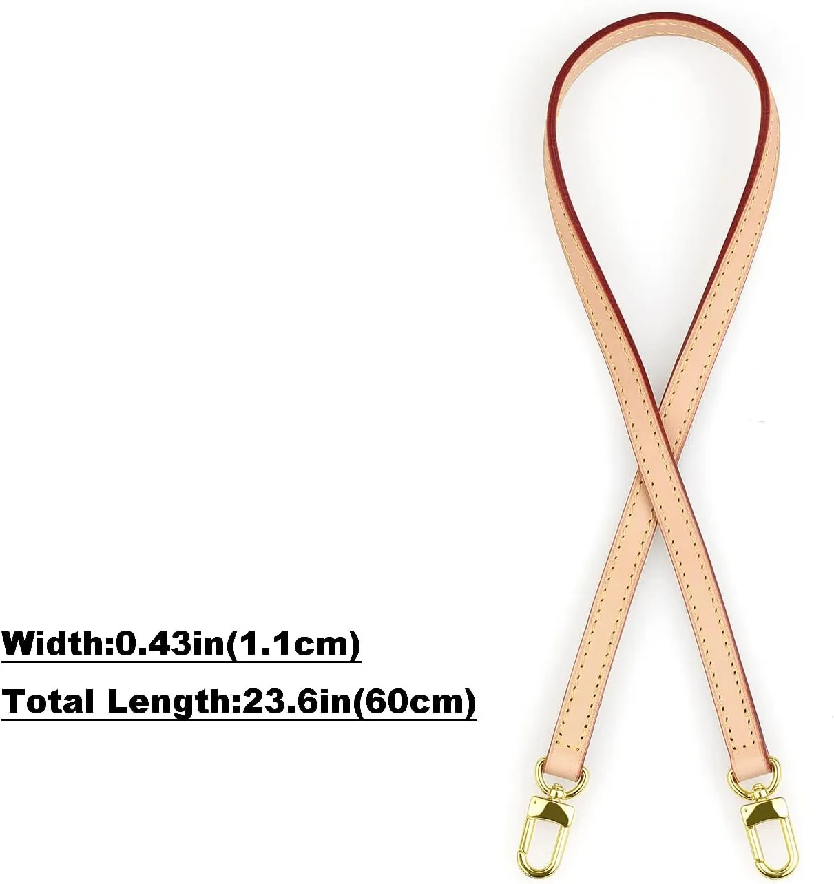 Vachetta Leather Strap Replacement Handbag Shoulder Purse Strap for Speedy Bags(Width:0.43in,Length:23.6in,Double Buckles)