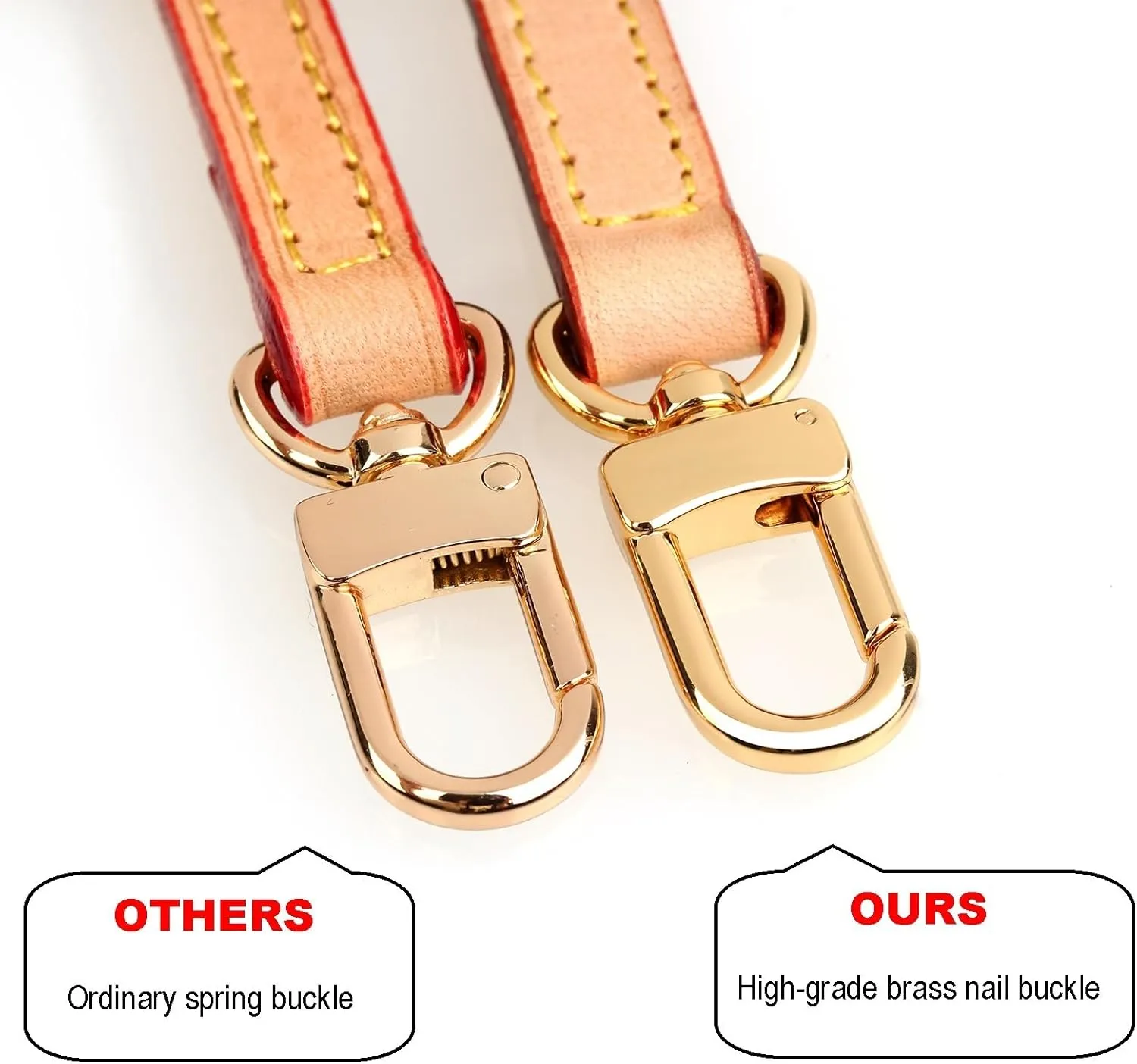 Vachetta Leather Strap Replacement Handbag Shoulder Purse Strap for Speedy Bags(Width:0.43in,Length:23.6in,Double Buckles)