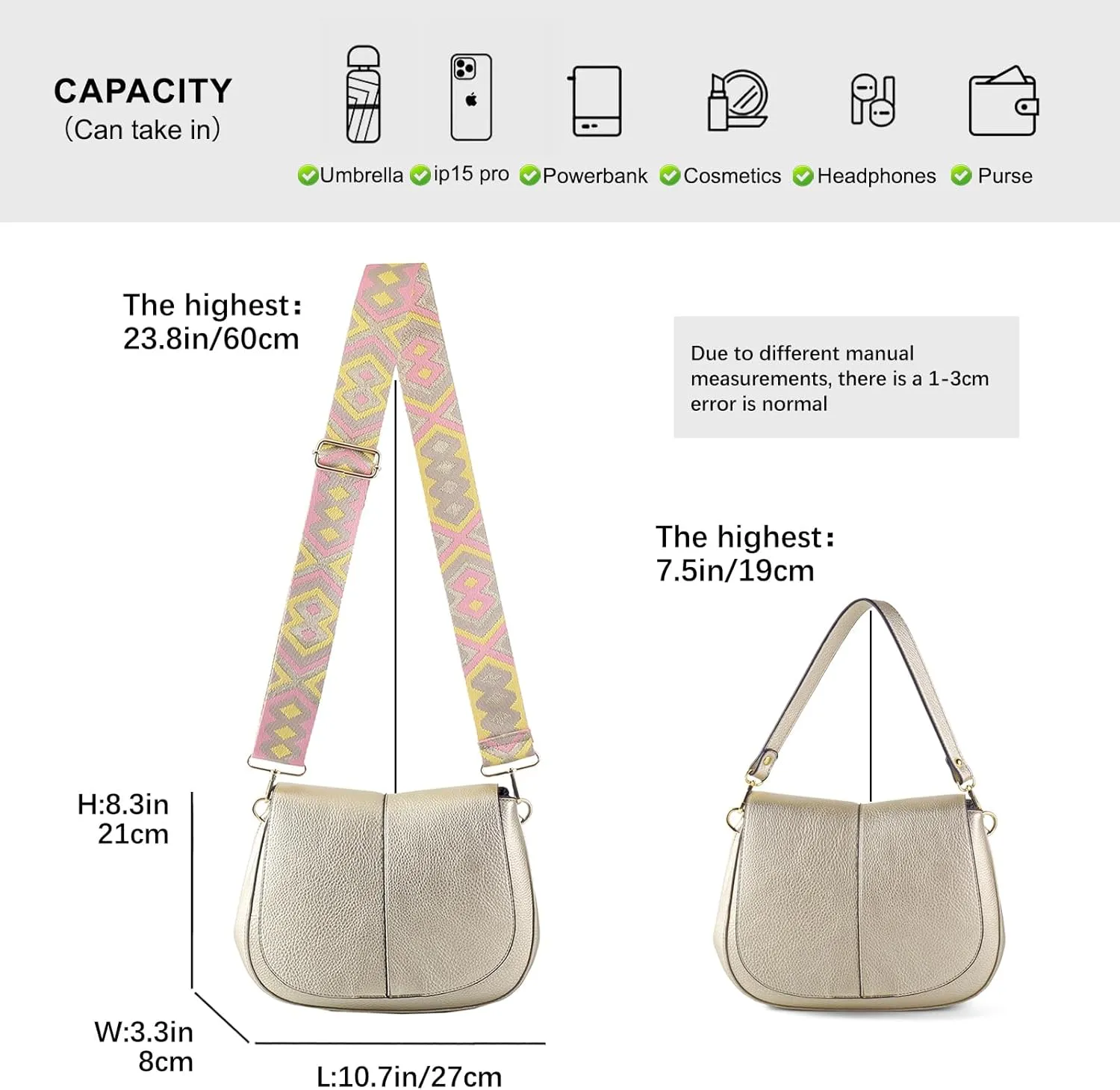 Vegan Leather Hobo Purses, Crossbody Bags for Women, Shoulder Handbags with Wide Strap