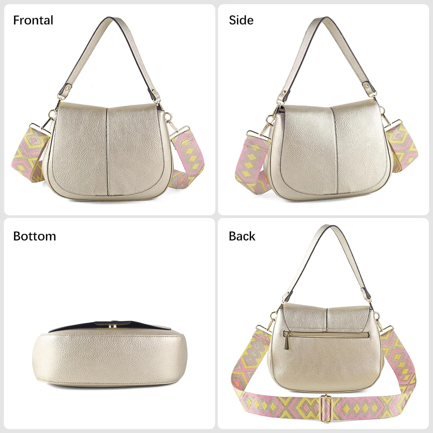 Vegan Leather Hobo Purses, Crossbody Bags for Women, Shoulder Handbags with Wide Strap