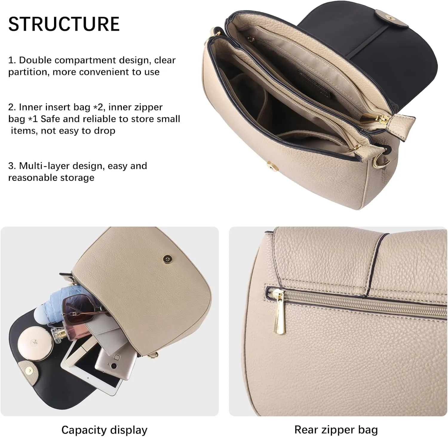 Vegan Leather Hobo Purses, Crossbody Bags for Women, Shoulder Handbags with Wide Strap