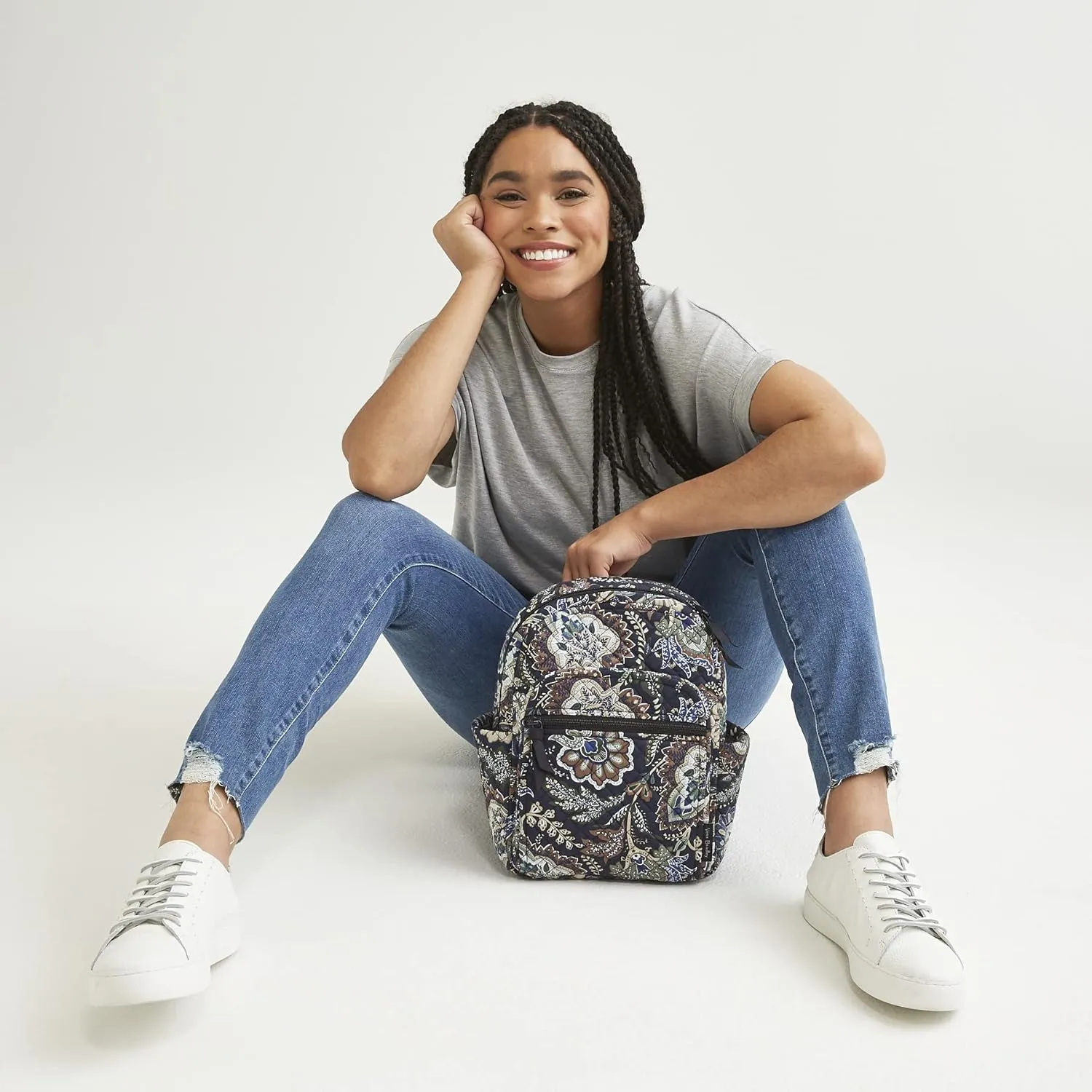 Vera Bradley Women's Cotton Small Backpack, Botanical Paisley, One Size