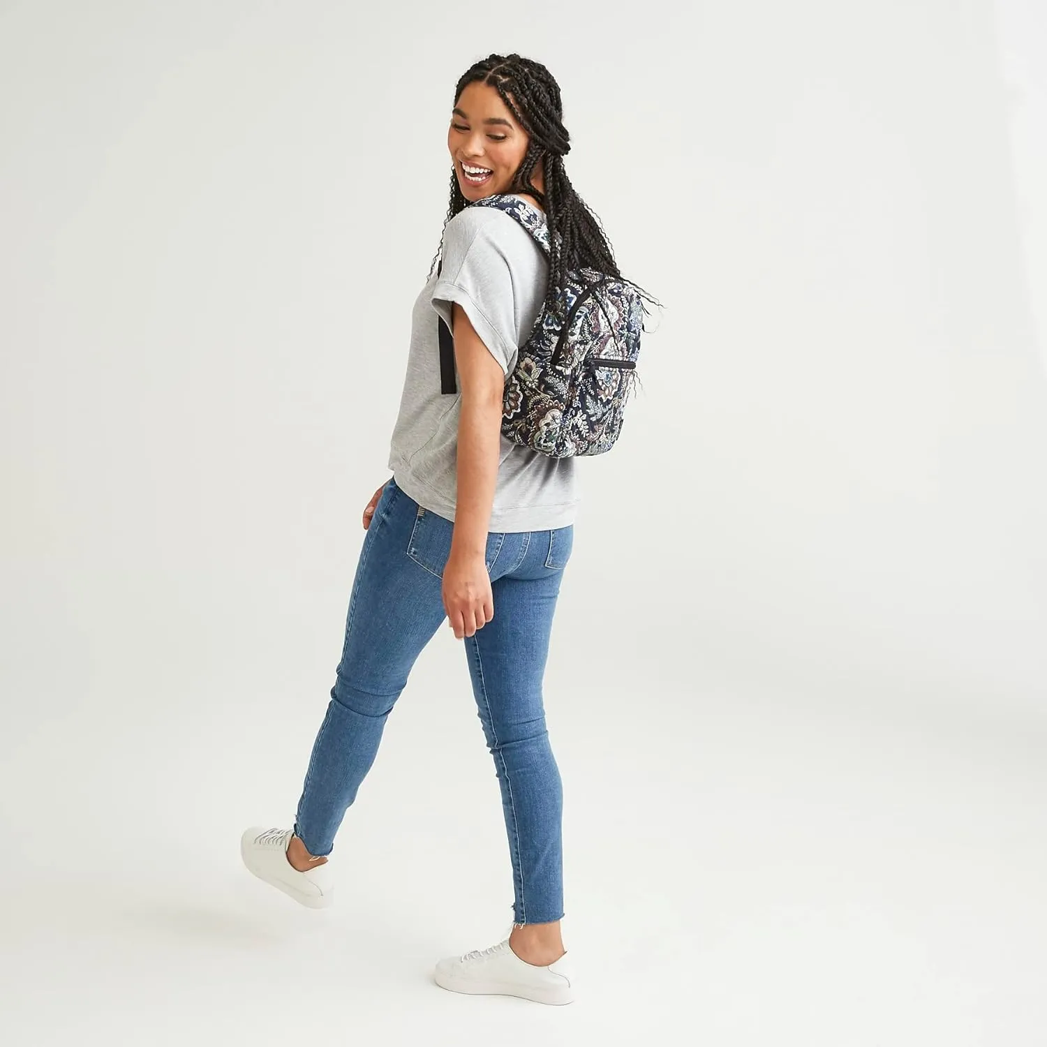 Vera Bradley Women's Cotton Small Backpack, Botanical Paisley, One Size