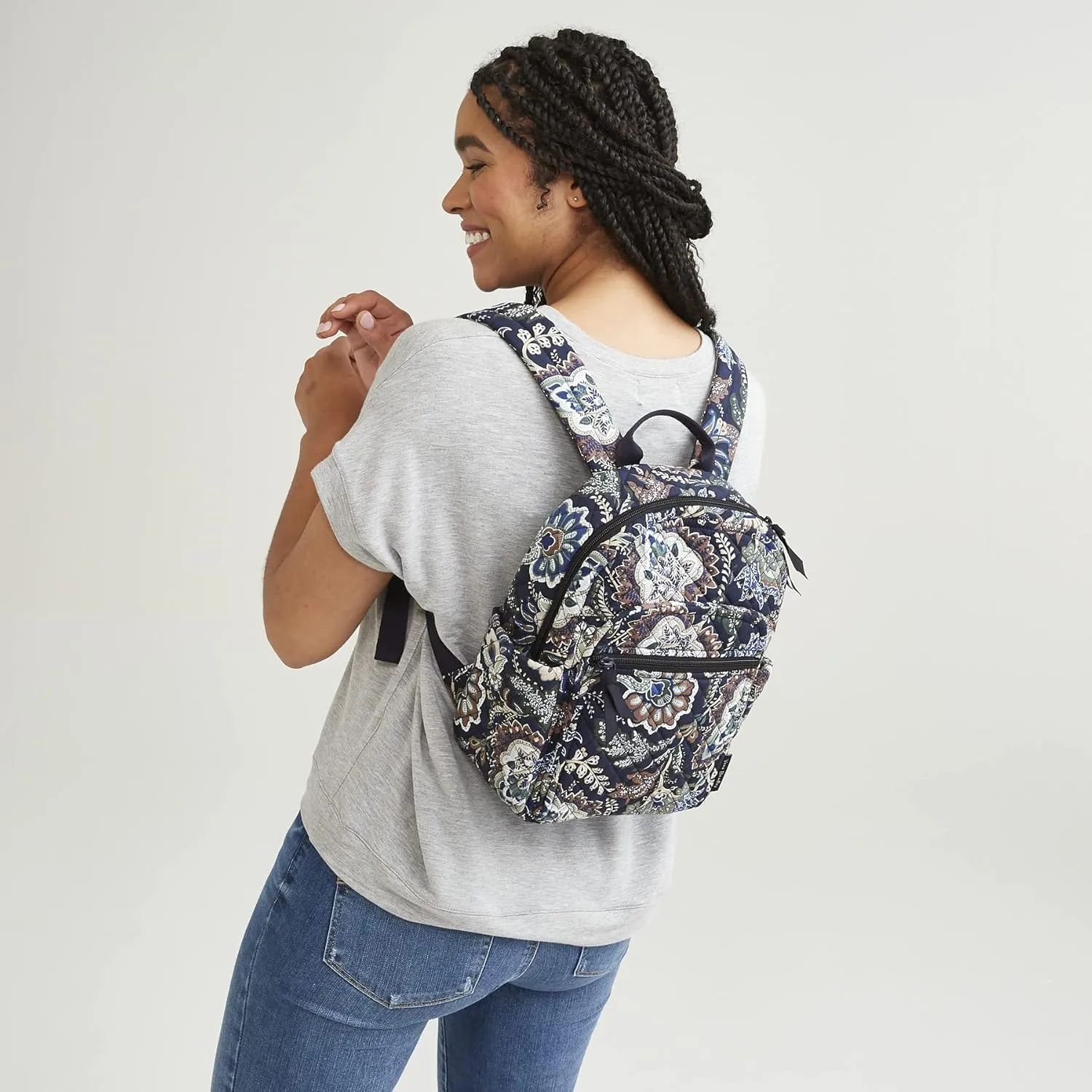 Vera Bradley Women's Cotton Small Backpack, Botanical Paisley, One Size