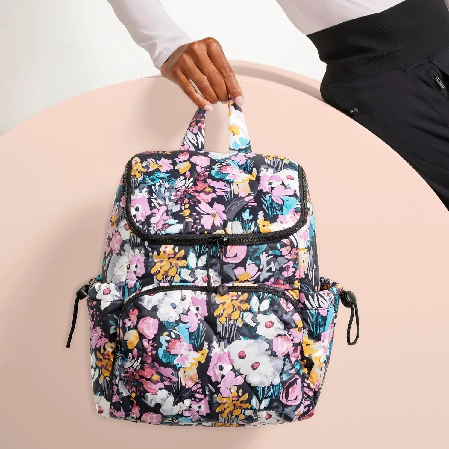 Vera Bradley Women's Featherweight Backpack Bookbag, Fresh-Cut Floral Lavender, One Size