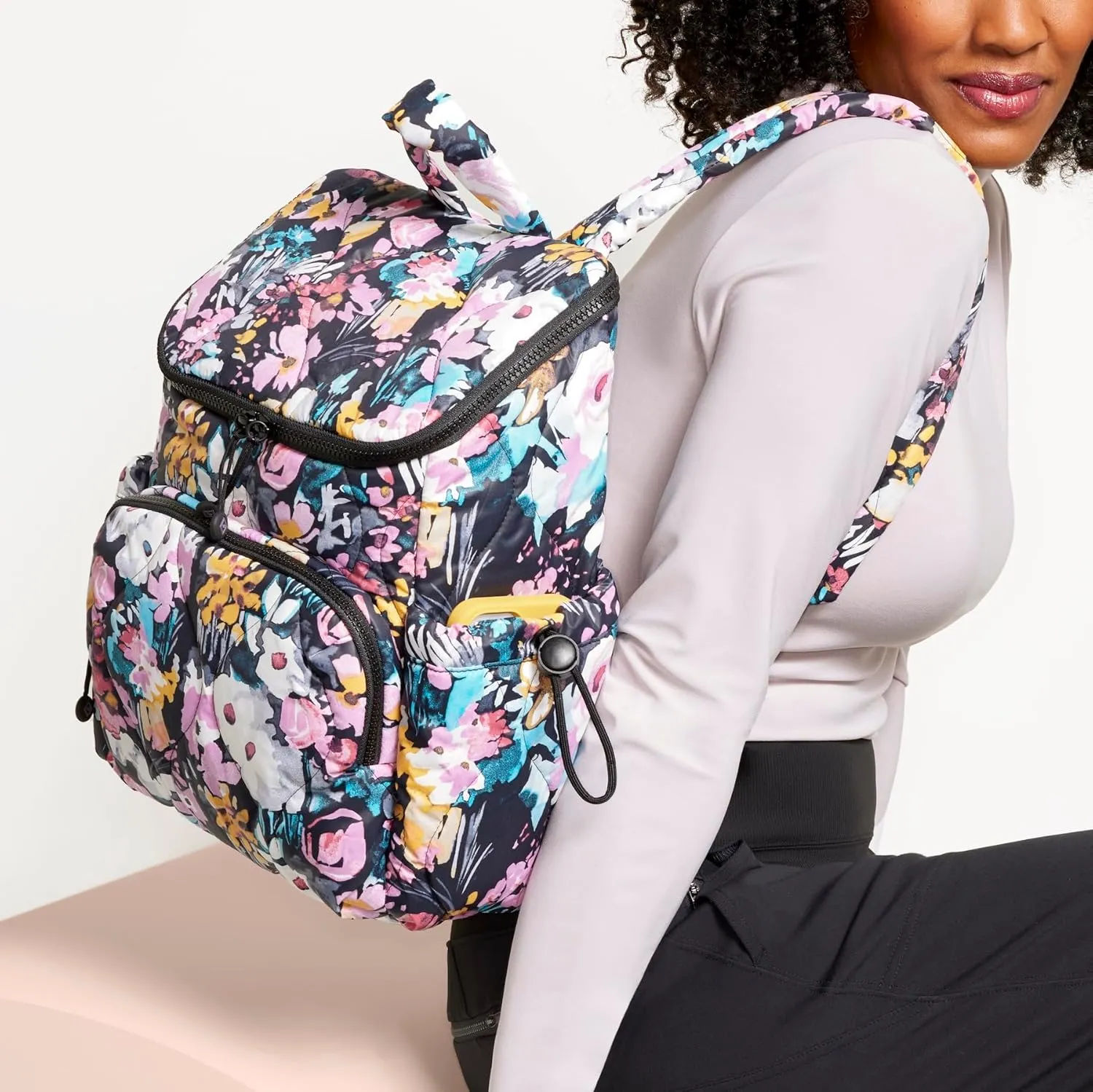 Vera Bradley Women's Featherweight Backpack Bookbag, Fresh-Cut Floral Lavender, One Size