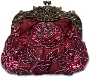 Vintage 1920s Beaded Evening Bag Pearl Clutch Bag for Women Bridal Wedding Purse Sequin Rhinestone Handbag
