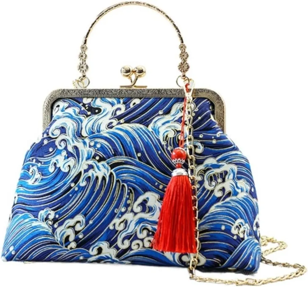 Vintage Evening Chain Handbag with Embroidered for Women Chinese Purse Crossbody Evening clutch bag