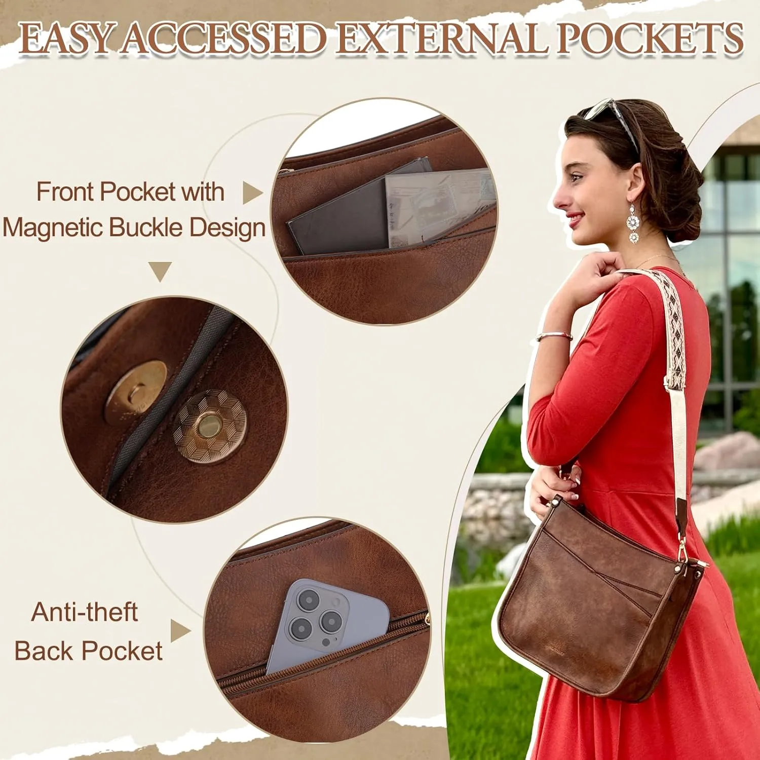 VX VONXURY Shoulder Bag for Women,Trendy Vegan Leather Crossbody Bag,Fashion Bucket Bag with 2PCS Adjustable Straps