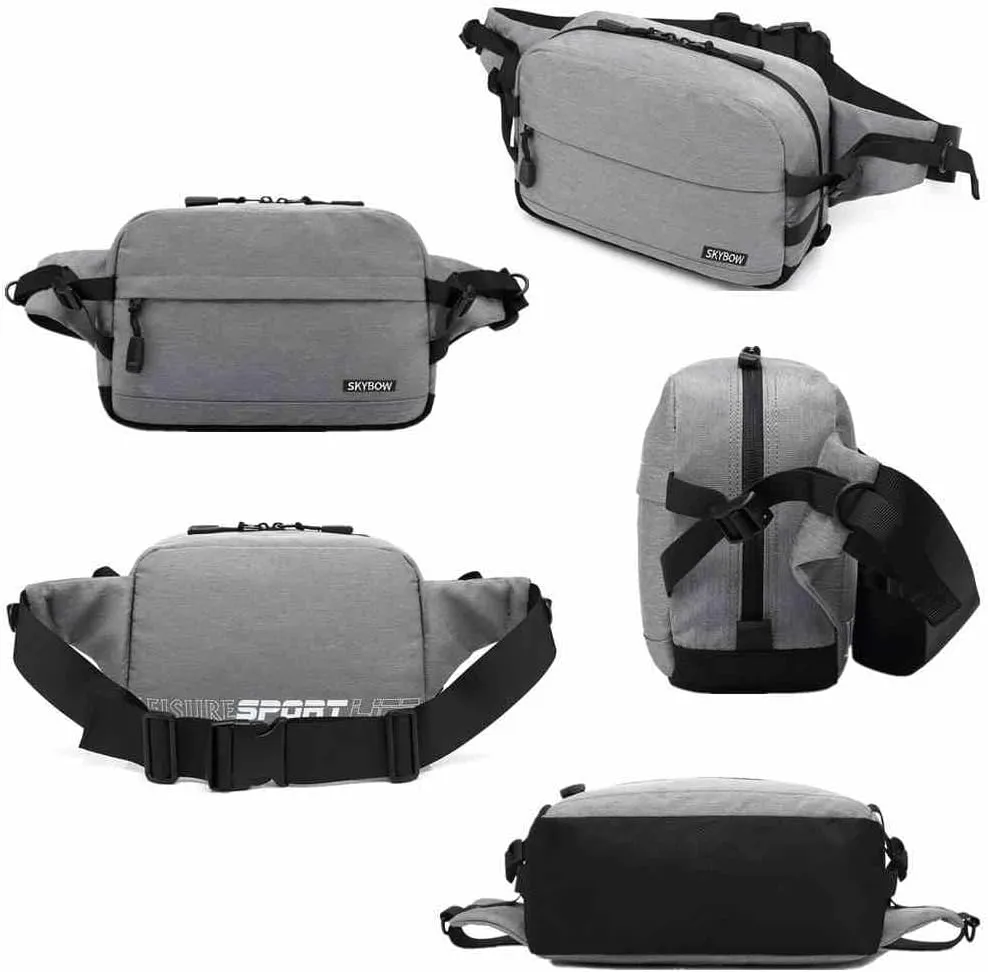 Waist Pack Bag Large Fanny Pack for Men&Women Waterproof Outdoor Casual Hip Bag Bum Bag work Traveling Hiking Cycling (GREY)