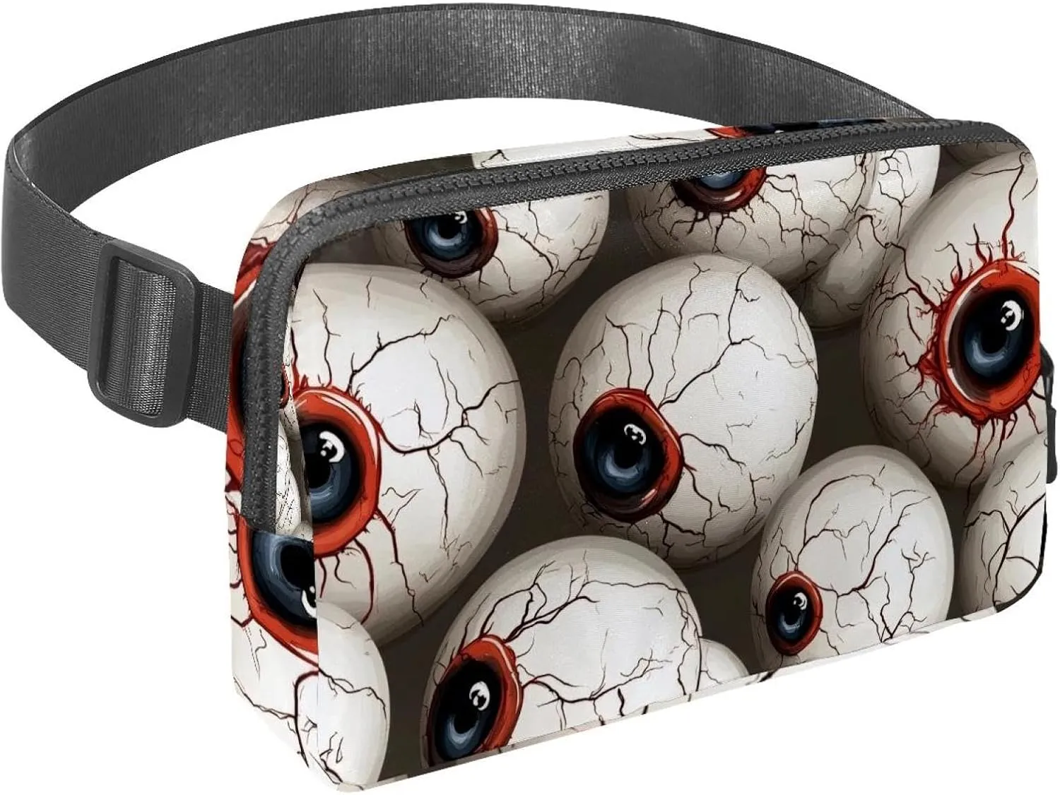 Waist Pack for Women Men, Outdoor Waist Bag Fanny Pack, Slim Running Belt Bum Bag for Walking Jogging Hiking Traveling Workout - Scary Eyeballs