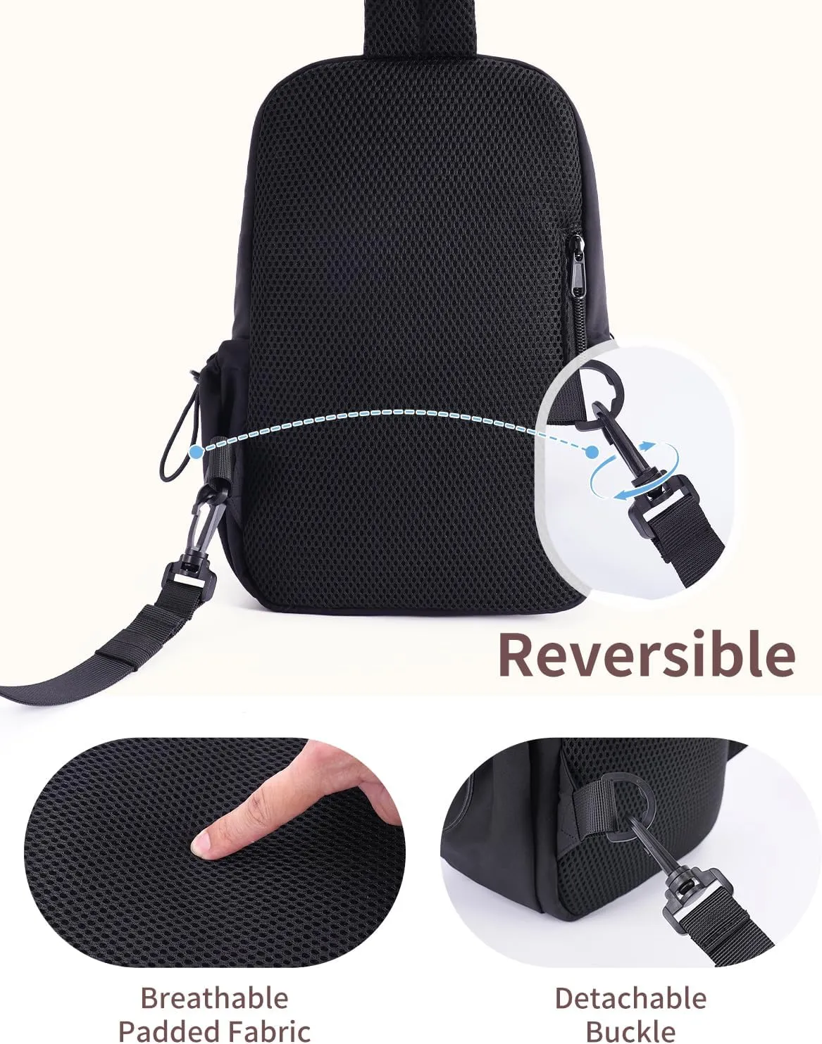Wandering Nature Featherweight Sling Backpack Crossbody Bag for Women Fits for 11" iPad with Convertible Padded Strap, Multiple Pockets, Ideal for College, Work Commute, Travel, Everyday Errands