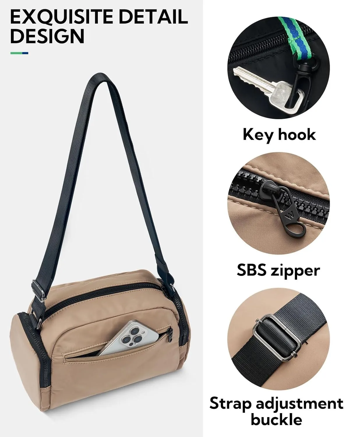 WATERFLY Multiple Pockets Crossbody Bags: 6L Large Nylon Purses 2025 - Travel Shoulder Cross Body Purse for Women Men