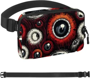 Waterproof Fanny Pack Black Belt Bag with Adjustable Strap for Women and Men,Halloween Eyeball C Crossbody Fanny Bag with Zipper for Hiking Running Travel