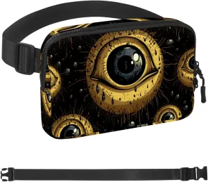 Waterproof Fanny Pack Black Belt Bag with Adjustable Strap for Women and Men,Halloween Eyeball H Crossbody Fanny Bag with Zipper for Hiking Running Travel