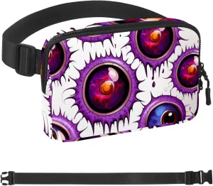 Waterproof Fanny Pack Black Belt Bag with Adjustable Strap for Women and Men,Halloween Eyeball J Crossbody Fanny Bag with Zipper for Hiking Running Travel