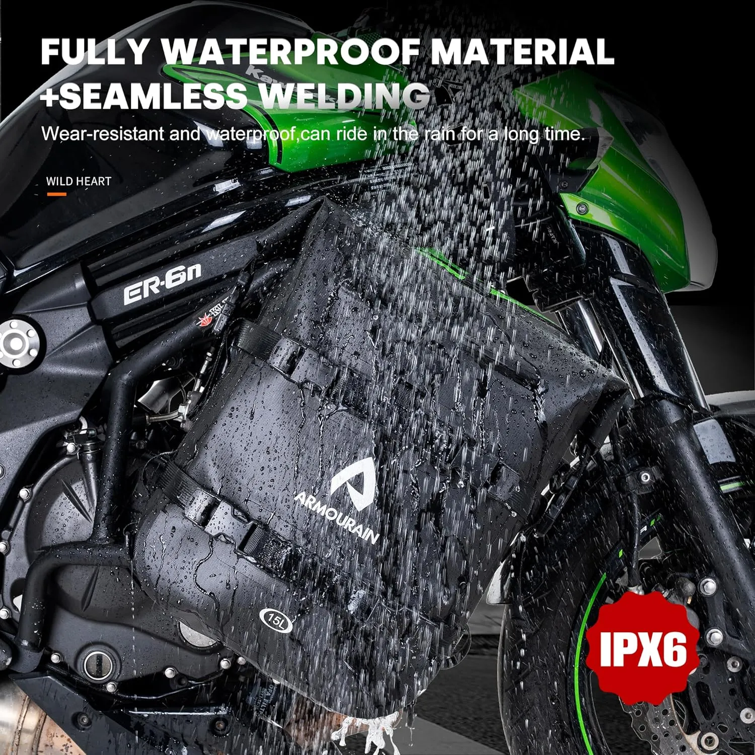 Waterproof Motorcycle Crash Bar Bag 15L Motor Sissy Bar Luggage Bag Motorcycle Rear Seat Bag Tool Bag Dry Bag with Shoulder Strap