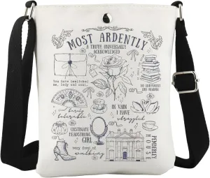 WCGXKO Most Ardently Crossbody Bag Jane Literature Gift Bookish Gift Mr. Darcy Inspired Bookish Gift