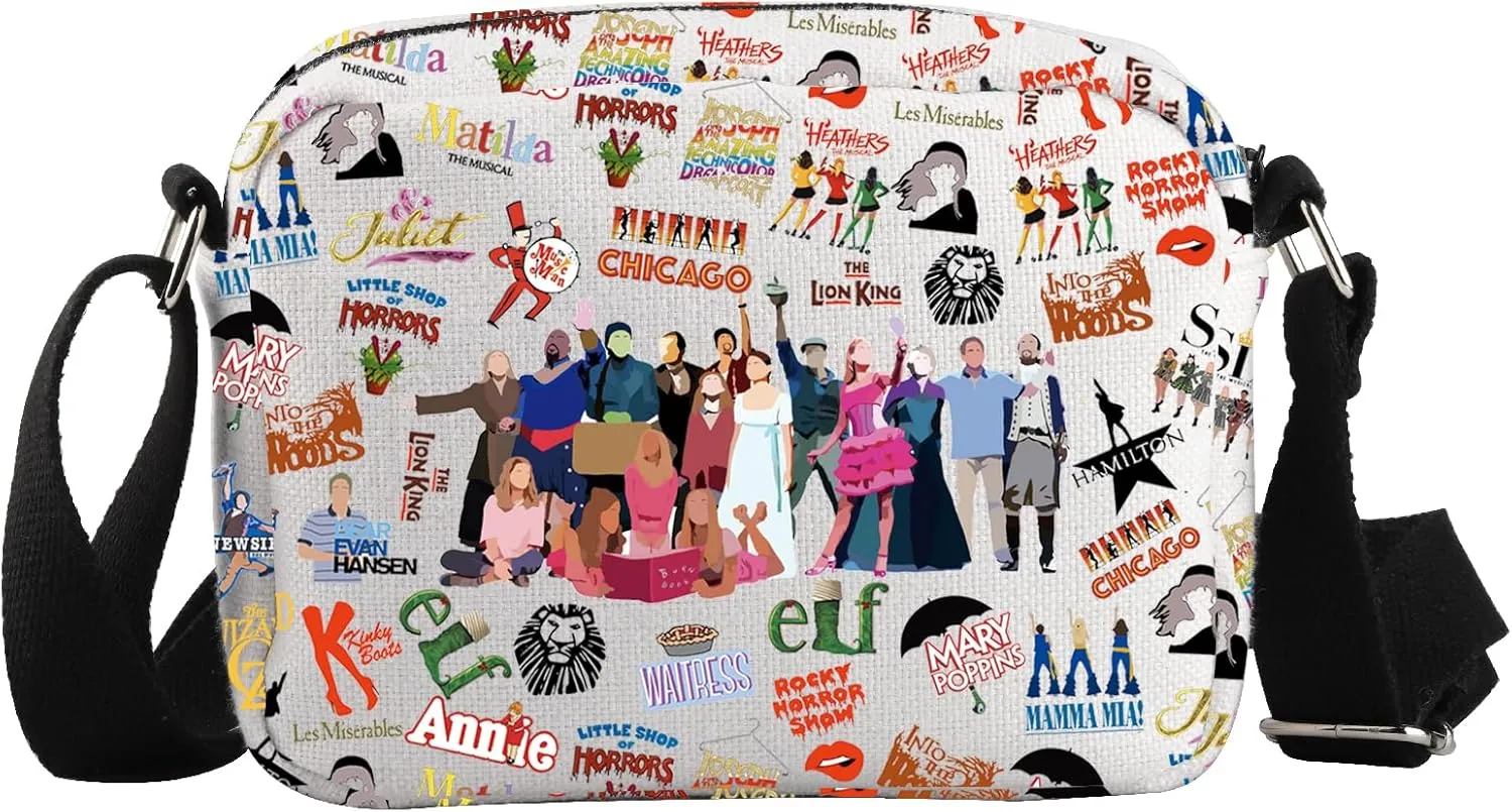 WCGXKO Musical Inspired Crossbody Bag Musical Theater Gift Musical Souvenir Gift