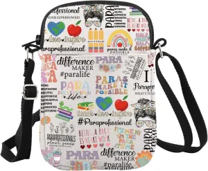 WCGXKO Paraprofessional Gift Para Gift Teacher’s Aid Zipper Crossbody Bag Paraprofessional Appreciation Gift