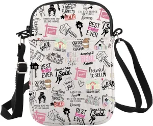 WCGXKO Realtor Gift Realtor Survival Gift Realtor Sayings Real Estate Life Quotes Canvas Crossbody Bag